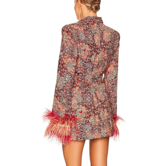 Floral Suit Collar Waist Decorative Belt Elegant Dress - Picture 3 of 6